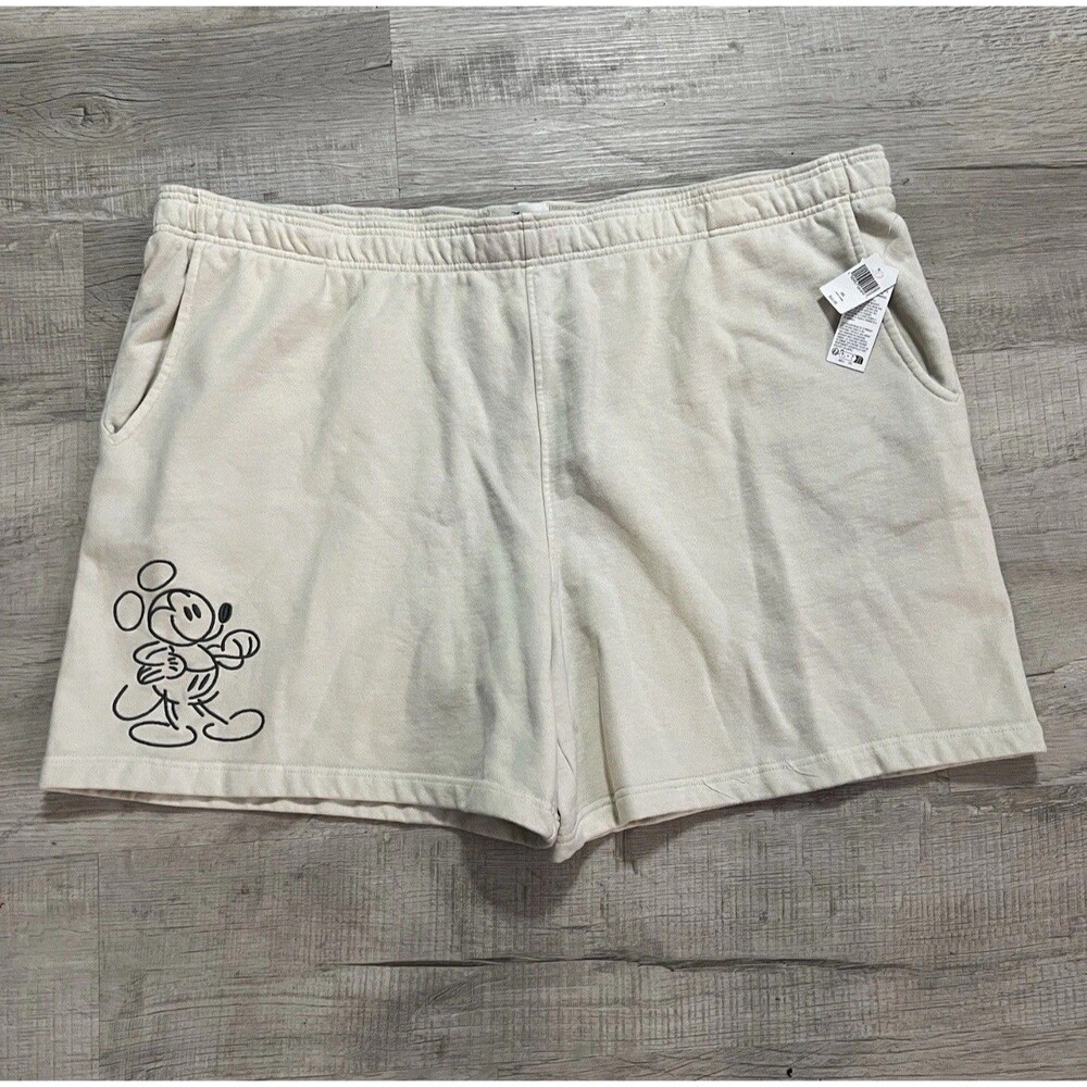 Disney Mickey Mouse Fleece Shorts Men's 3XL Cream NWT